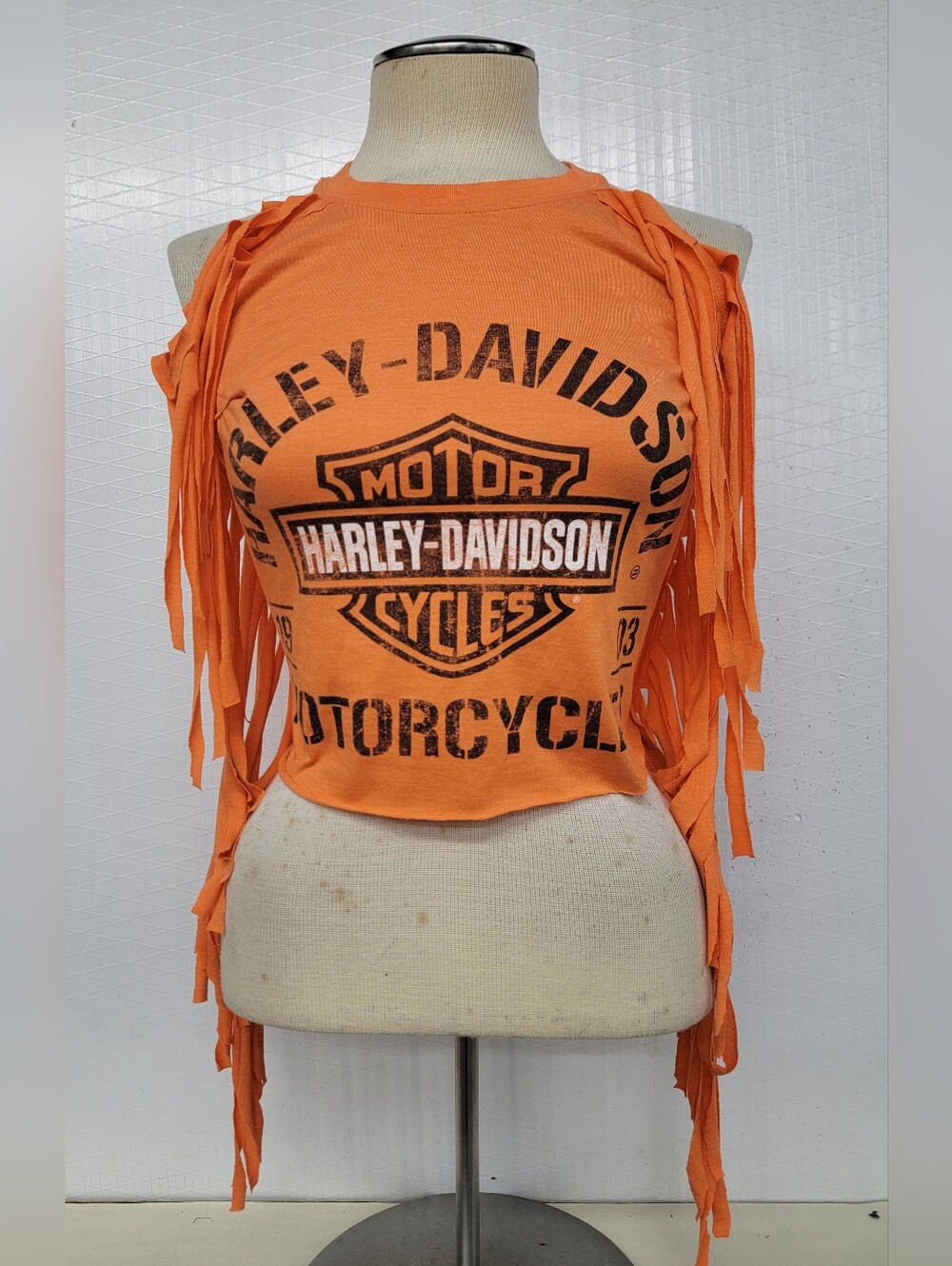 Harley Davidson Fringe Halter Upcycled
